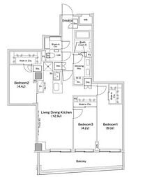 ザ・パークハビオ渋谷クロス 3LDKの間取図画像