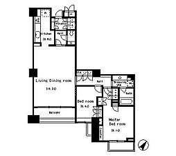 パークアクシス南麻布 2LDKの間取図画像