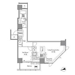 レジディアタワー目黒不動前 1LDKの間取図画像