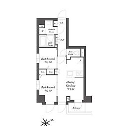 ブランシエスタ品川大井町パークエッジ 2DKの間取図画像