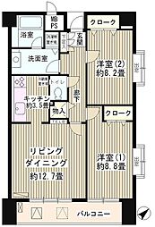 アステリオン松濤 2LDKの間取図画像