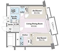 アメニティ55 2LDKの間取図画像