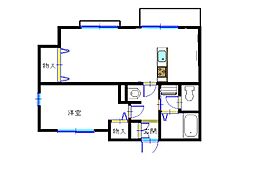 スカイマリン 1階1LDKの間取り
