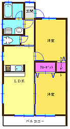 長瀬シーサイドハイツ 2LDKの間取図画像