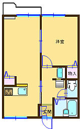 青木ハイツA 1LDKの間取図画像