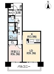URいちょう並木国立 6階1LDKの間取り