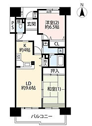UR都市機構いちょう並木国立1号棟 2LDKの間取図画像