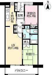 UR新川・島屋敷通り 3階2LDKの間取り