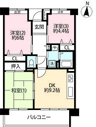 UR都市機構新川・島屋敷通り2号棟 3DKの間取図画像