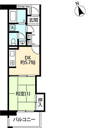 UR都市機構新川・島屋敷通り5号棟 1DKの間取図画像