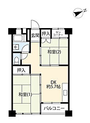 UR都市機構小平駅南口団地 2DKの間取図画像