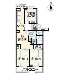 UR都市機構玉川上水エステート大南公園12号棟 3DKの間取図画像