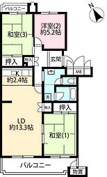 UR都市機構立川一番町東団地48号棟 3LDKの間取図画像