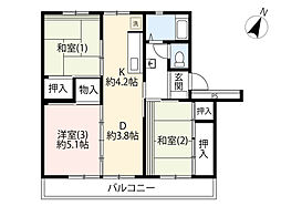 UR町田山崎 2階3DKの間取り