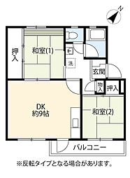 UR町田山崎 5階2DKの間取り