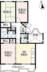 UR都市機構グリーンヒル寺田98号棟 3DKの間取図画像