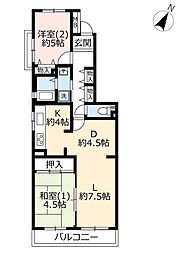 URシティハイツ調布小島町 3階2LDKの間取り