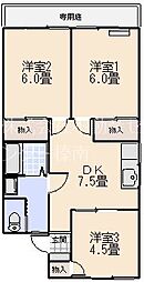 ハイツメリートーク 3DKの間取図画像