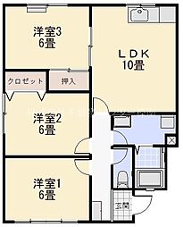 アパート川尻 3LDKの間取図画像