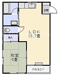 ハイツ150号A 1LDKの間取図画像