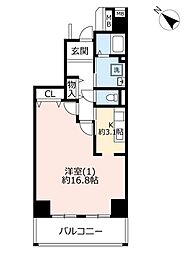 UR都市機構コンフォールセンター南6号棟 1Kの間取図画像