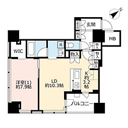 横浜ヴェールタワー 1LDKの間取図画像