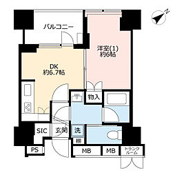 横浜ヴェールタワー 1DKの間取図画像