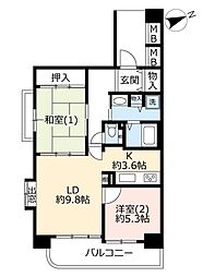 UR都市機構シティコート元住吉弐番館 2LDKの間取図画像