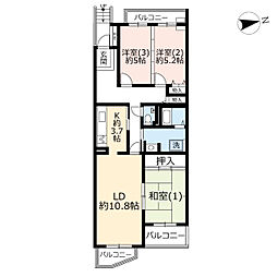 UR都市機構シティコート元住吉壱番館 3LDKの間取図画像