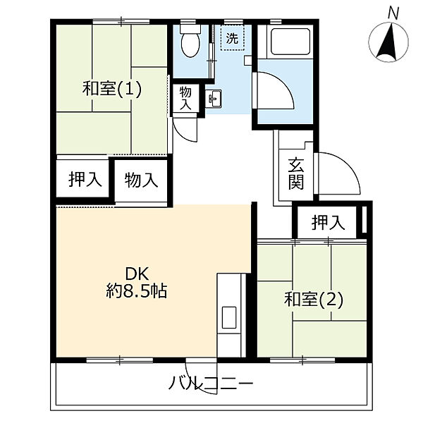 UR相模台 ｜神奈川県相模原市南区相模台団地(賃貸マンション2DK・5階・48.64㎡)の写真 その2