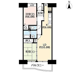 UR都市機構コンフォール平塚3号棟 2LDKの間取図画像