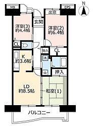 UR都市機構コンフォール平塚2号棟 3LDKの間取図画像