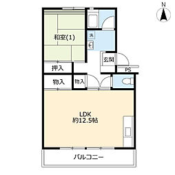 UR都市機構港南台かもめ団地14号棟 1LDKの間取図画像