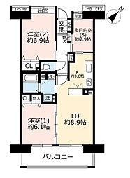 UR都市機構ビーコンヒル能見台サウスヒル10番館 2LDKの間取図画像