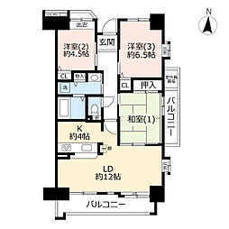 UR都市機構ビーコンヒル能見台サウスヒル1番館 3LDKの間取図画像