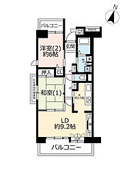 UR都市機構プロムナード矢部13号棟 2LDKの間取図画像