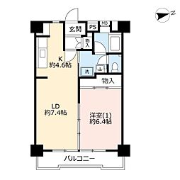 UR都市機構前田町市街地住宅 1LDKの間取図画像