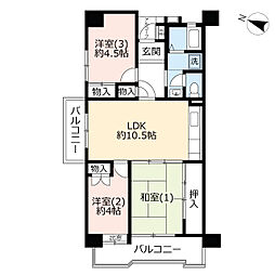 UR都市機構霧が丘グリーンタウン3-25-2号棟 3DKの間取図画像