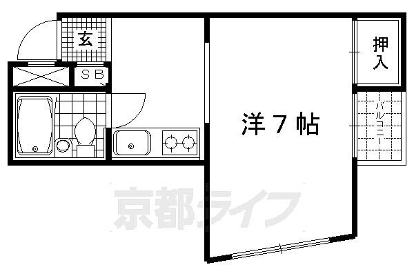 京都府京都市右京区花園春日町(賃貸マンション1K・3階・17.00㎡)の写真 その2