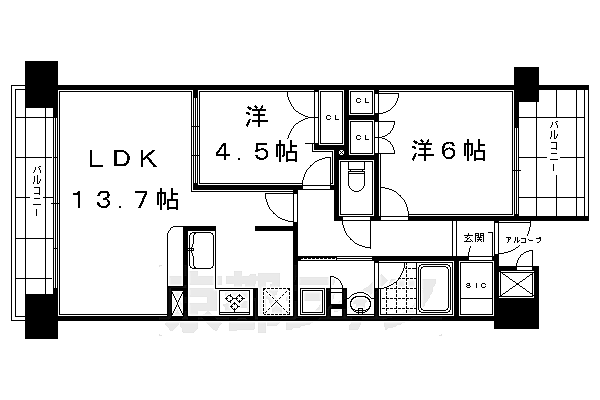 ザ・京都レジデンス四条河原町 718｜京都府京都市下京区稲荷町(賃貸マンション2LDK・7階・55.64㎡)の写真 その2