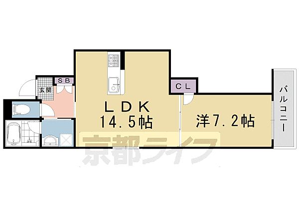 ＳｈａＭａｉｓｏｎ　ｒｅｌａｆｏｒｔ 303｜京都府京都市下京区下松屋町通丹波口下る(賃貸マンション1LDK・3階・50.55㎡)の写真 その2