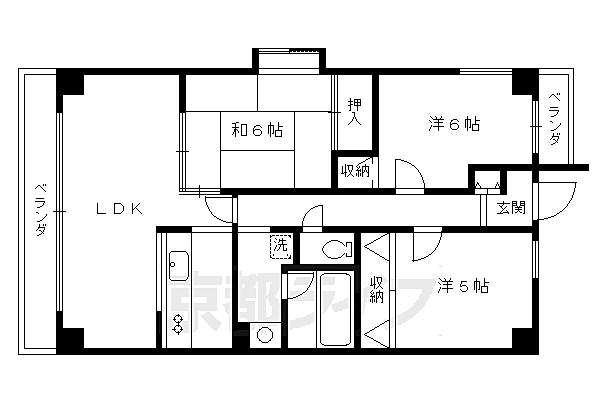 京都府京都市右京区常盤山下町(賃貸マンション3LDK・4階・69.00㎡)の写真 その2