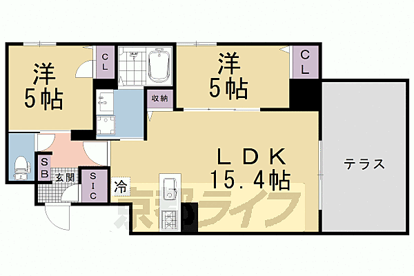 Ｒ－Ｇｒａｎｔｓ堀川五条ビル 603｜京都府京都市下京区佐女牛井町(賃貸マンション2LDK・6階・56.40㎡)の写真 その2