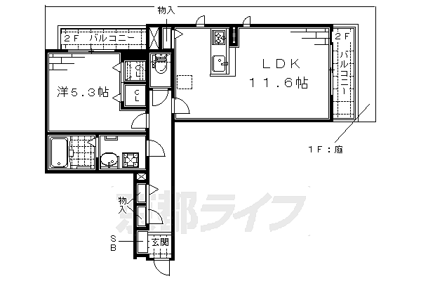 ＳＯＭＮＩＵＭ　藤森 105｜京都府京都市伏見区深草枯木町(賃貸アパート1LDK・1階・47.25㎡)の写真 その2