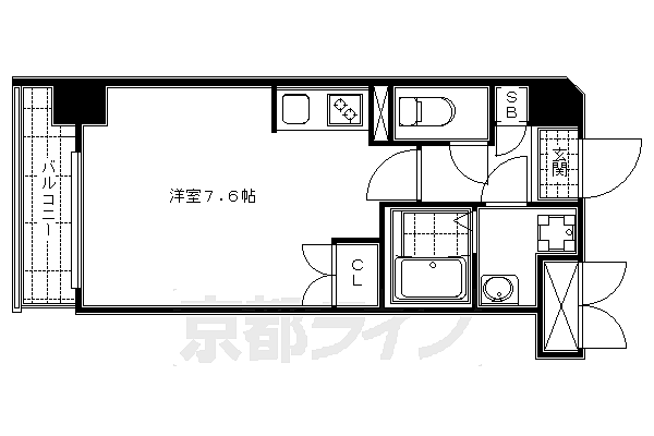 エスリード烏丸五条駅前 205｜京都府京都市下京区万寿寺町(賃貸マンション1K・2階・22.44㎡)の写真 その2