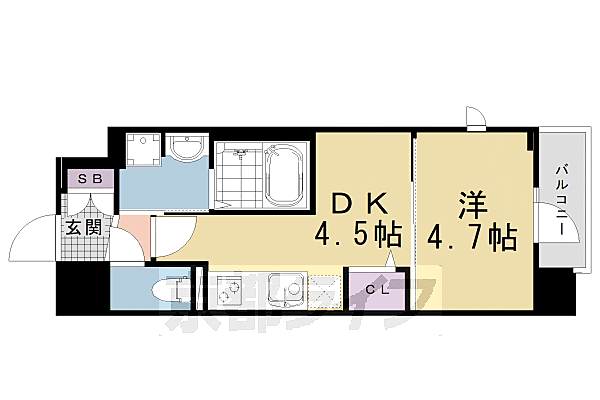 プラシード京都 310｜京都府京都市南区東九条西岩本町(賃貸マンション1DK・3階・25.16㎡)の写真 その2