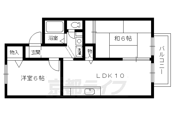 プリマべーラＢ 102｜京都府京都市南区久世中久世町3丁目(賃貸アパート2LDK・1階・48.56㎡)の写真 その2