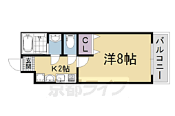 フラッティ西大路花屋町 3階1Kの間取り