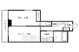 京都市営烏丸線 烏丸御池駅 徒歩8分の賃貸マンション 4階1DKの間取り