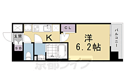 エステムコート京都祥邸 2階1Kの間取り